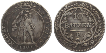 Helvetische Republik 10 Batzen 1801 B